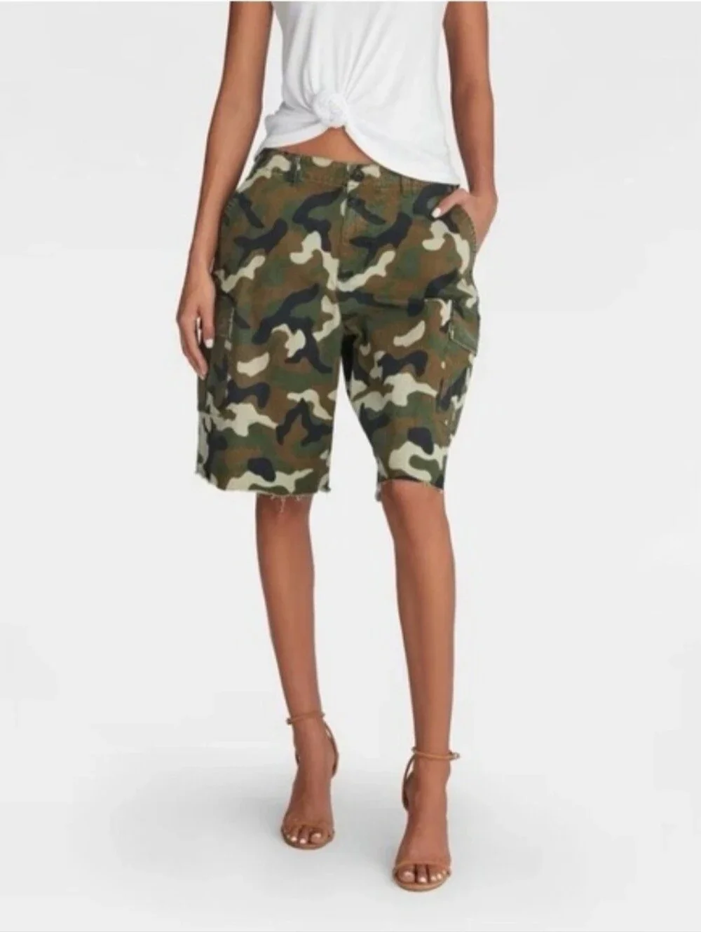 KBB by KAHLANA Camo Cargo Women's Shorts - Green Camo oversized